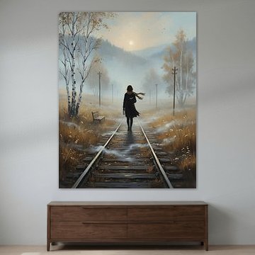 Allein entlang der stillen Bahnstrecke spazieren von Regan Frederick