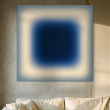 Neonkunst im Retro-Stil der 70er Jahre. Abstrakter Farbverlauf in Indigo, Creme und Blaugrau von Dina Dankers