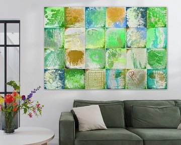 Collage met groen en goud van Rietje Bulthuis