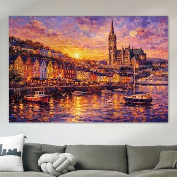 Cobh en Irlande, une peinture impressionniste. sur Galerie Hoppenbrouwers