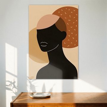 Modernes, abstraktes Frauenporträt mit Kreisen