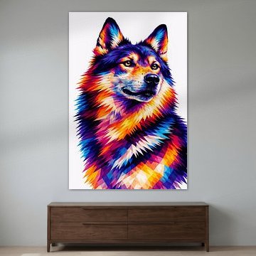 Portrait abstrait et dynamique d'un loup