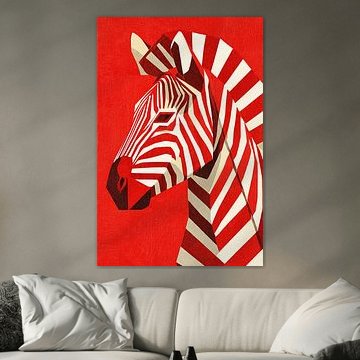 Zèbre rouge de style géométrique