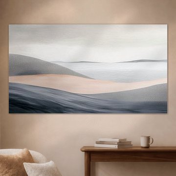 Paysage de dunes paisible à l'ambiance zen, dans des tons neutres et doux