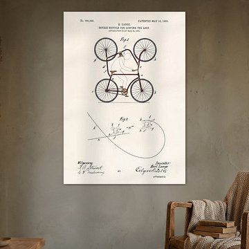 Brevet de vélo acrobatique vintage de 1905 – Dessin technique amusant sur papier ancien sur Zeger Knops