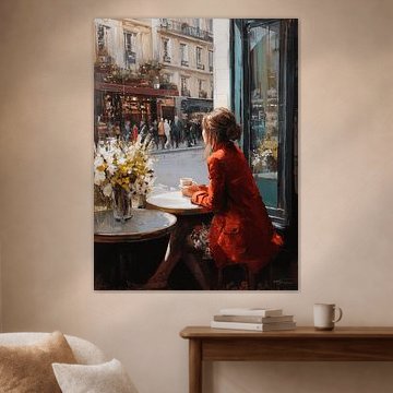 Café Szene in Paris Frau am Fenster von Wolkenlos