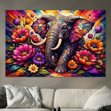 Elephant and flowers