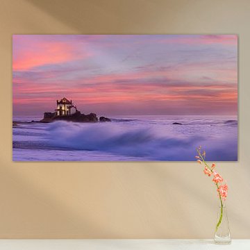 Sonnenuntergang bei der Capela do Senhor da Pedra, Vila Nova de Gaia, Portugal