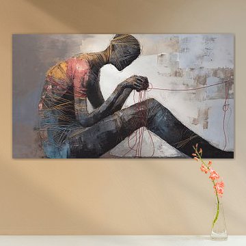 Selbst auferlegte Qual: Abstrakter Ausdruck innerer Zerrissenheit von Aden Pink Studio