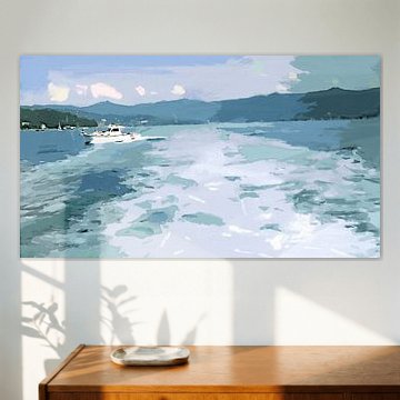 Sailing Along the Italian Riviera – Modern Impressionist Digital Painting