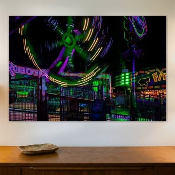 Whirling Forces – A Carousel in the Night-time Light by Mixed media vector arts