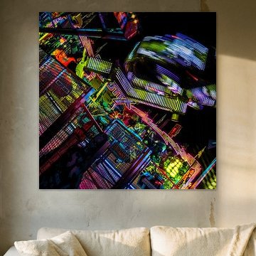 Rotating lights – a carousel captured as an abstract long-exposure photograph by Mixed media vector arts