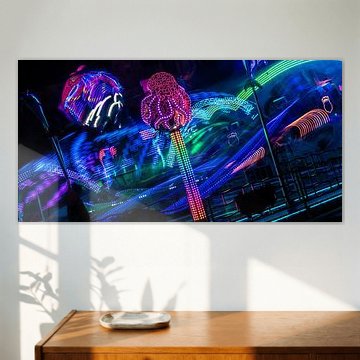 Lichtkreislauf – Karussell im elektrischen Rhythmus der Nacht von Mixed media vector arts