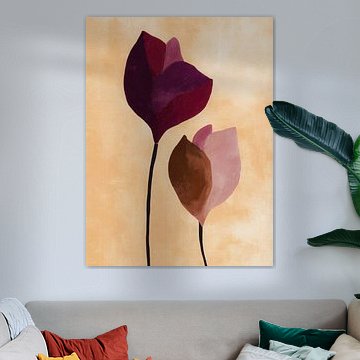 Minimalistische Blumen in warmen Farbtönen