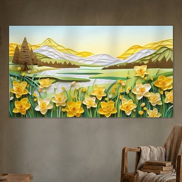 An artistic landscape with daffodils by Black Coffee