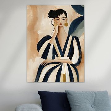 A serene, modern portrait in a bohemian style