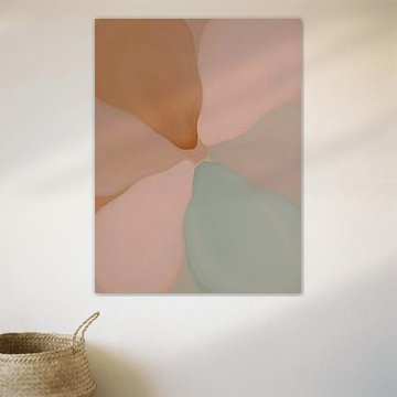 Botanische Abstraktion in Pfirsich und Mint von Kristin M