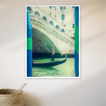 Gondole à Venise sous le pont du Rialto, pastel