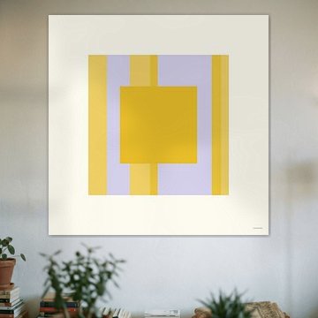 Abstract Yellow Lilac Square by Mid Century Art House