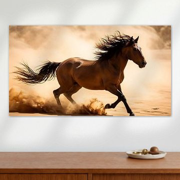 Décoration murale « Cheval au galop », photographie dynamique de la faune du désert