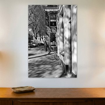 Ecke Breedstraat und Korte Lauwerstraat im Zentrum von Utrecht (Schwarz-Weiß) von André Blom Fotografie Utrecht