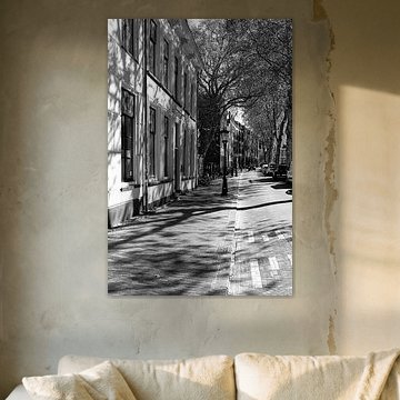 A view of Breedstraat in the centre of Utrecht on a spring day. (black and white) by André Blom Fotografie Utrecht