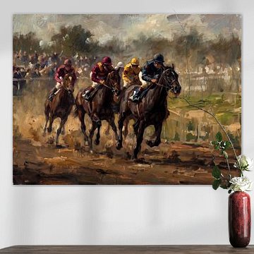 Impressionistisches Gemälde eines Pferderennens 2