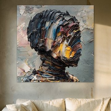 Surreal Dripping Figure – Distorted Acrylic Impasto Art Painting by Aden Pink Studio