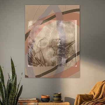 Warm earthy tones abstract botanical art with organic shapes by Dina Dankers