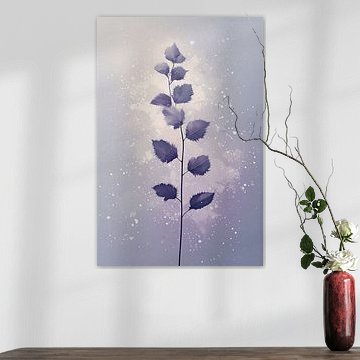 Modern Botanical Violet Leaf Wall Art - Minimalist Watercolor Purple Foliage Poster - Aesthetic Muted Lavender Nature Illustration