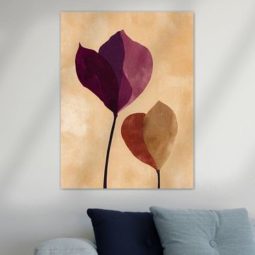 Sanfte botanische Formen in warmen Farbtönen