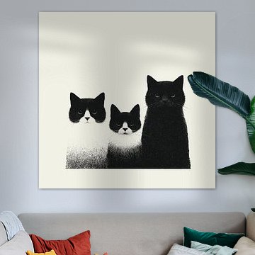 Minimalistische schwarz-weiße Katzen