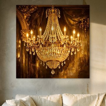 Royal Crystal Glow – Prunkvoller Kronleuchter in goldenem Ambiente von ButterflyPix