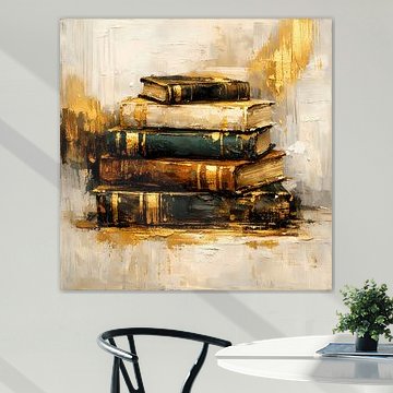 Golden Wisdom – Stapel antiker Bücher in Gold und Smaragdgrün von ButterflyPix