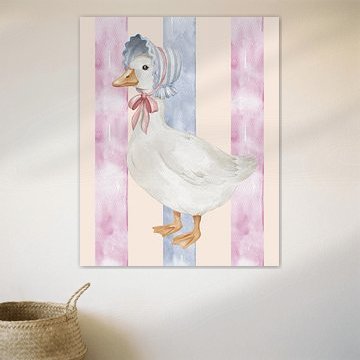 Wandbild mit Gans – Niedlicher Druck zur Kinderzimmerdekoration von Fuzzy Stardust Studio