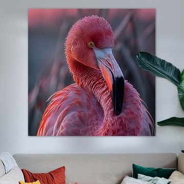 Portrait en gros plan d'un flamant rose