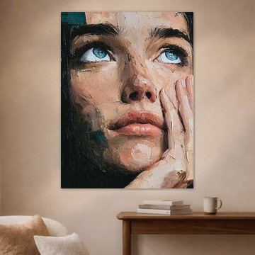 Close-up of a Woman with Blue Eyes – A Modern, Painterly Portrait by SPEQ ART