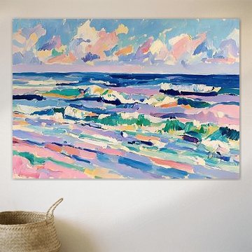 An Impressionist seascape at sunset by Niklas Maximilian
