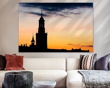 Old city skyline silhouette during a colorful sunset at dusk by Sjoerd van der Wal Photography