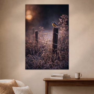 Matin Doré : Petit Oiseau dans une Lumière Douce sur Isabel Grosser | Photography & Digital Art