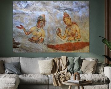 Fresco van wolkenmeisjes op de leeuwenrots van Sigiriya von Antwan Janssen