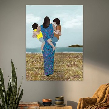 Mother's Beach Embrace by Osheensgallery