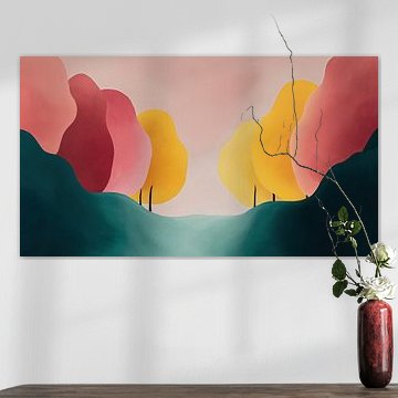 Panorama d'arbres aux couleurs douces
