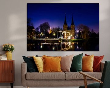 Delft | Oostpoort bij nacht van Ricardo Bouman