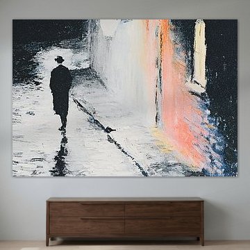 Einsamer Wanderer in der nächtlichen Stadt von Niklas Maximilian