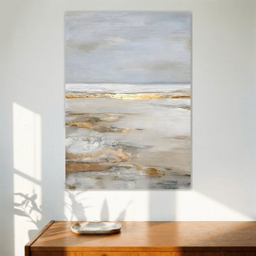 Elegante Abstrakte Minimalistische Wabi-Sabi Gold Kunst von Online Arts