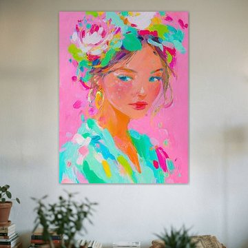 Portrait joyeux avec des fleurs