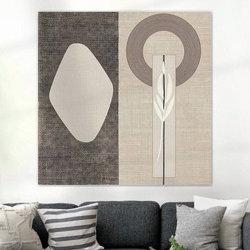 Japandi: Modern-Organic mit botanischen Formen auf Leinen-Textur