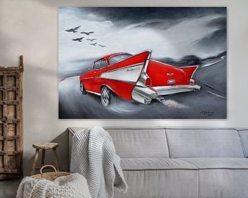 Chevrolet Oldtimer - Retro Gemälde von Marita Zacharias