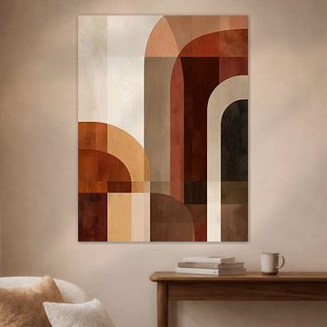 Abstrakte Bögen in Erdtönen – geometrische Wanddekoration von Danny van Eldik